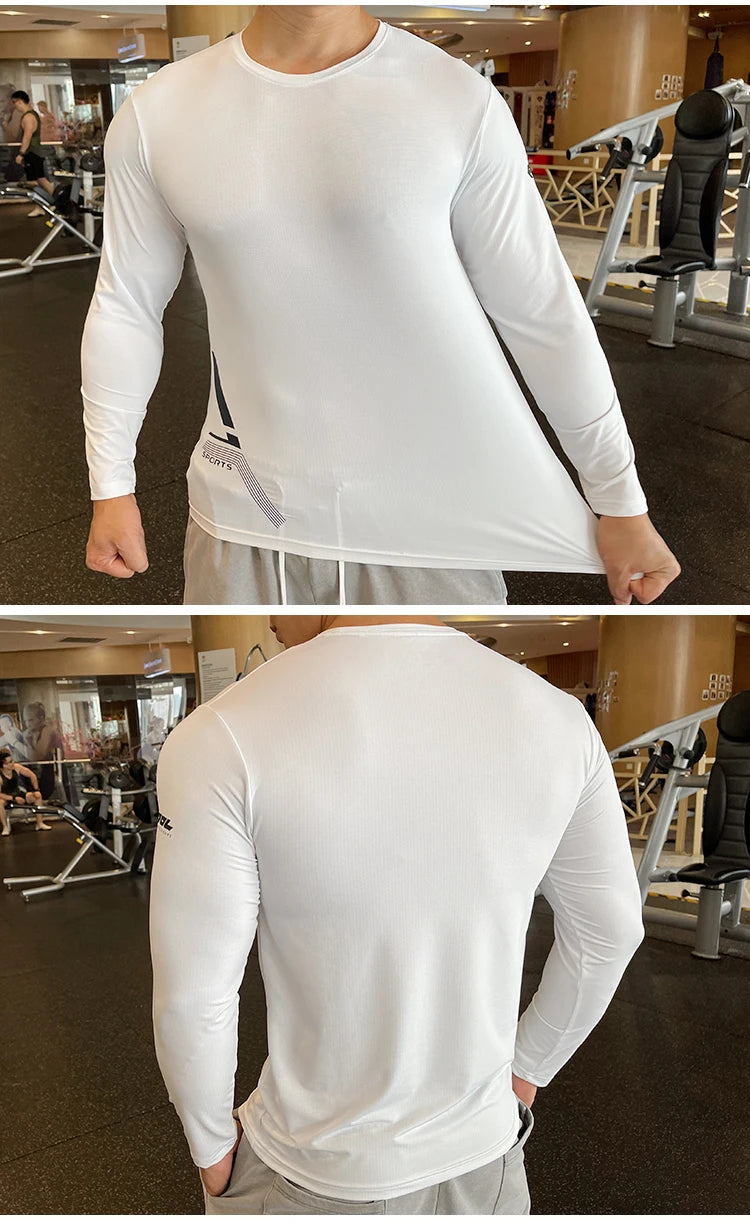 Men Fitness Compression Sport Shirt High Quality Running Long Sleeve Upper Clothing Crew Neck Swearshirt Male Rash Guard Wicking