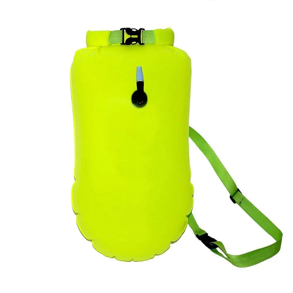 Inflatable Open Swimming Buoy Tow Float Dry Bag Double Air Bag with Waist Belt for Water Sport Swimming Storage Float Tools