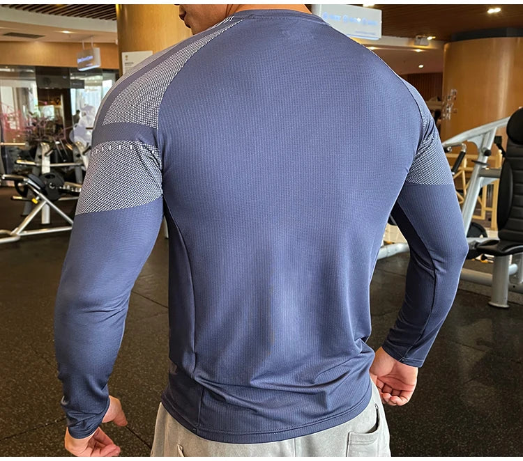 Men Fitness Compression Sport Shirt High Quality Running Long Sleeve Upper Clothing Crew Neck Swearshirt Male Rash Guard Wicking